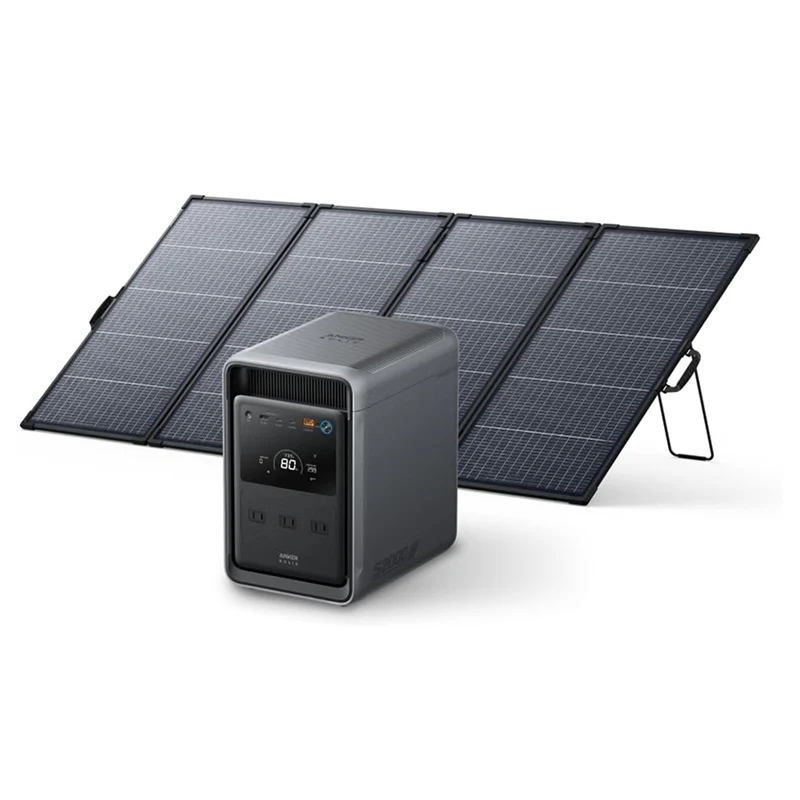 Anker Solix S2000 Portable Power Station (ダークグレー) with Anker Solix PS400 Dual Portable Solar Panel