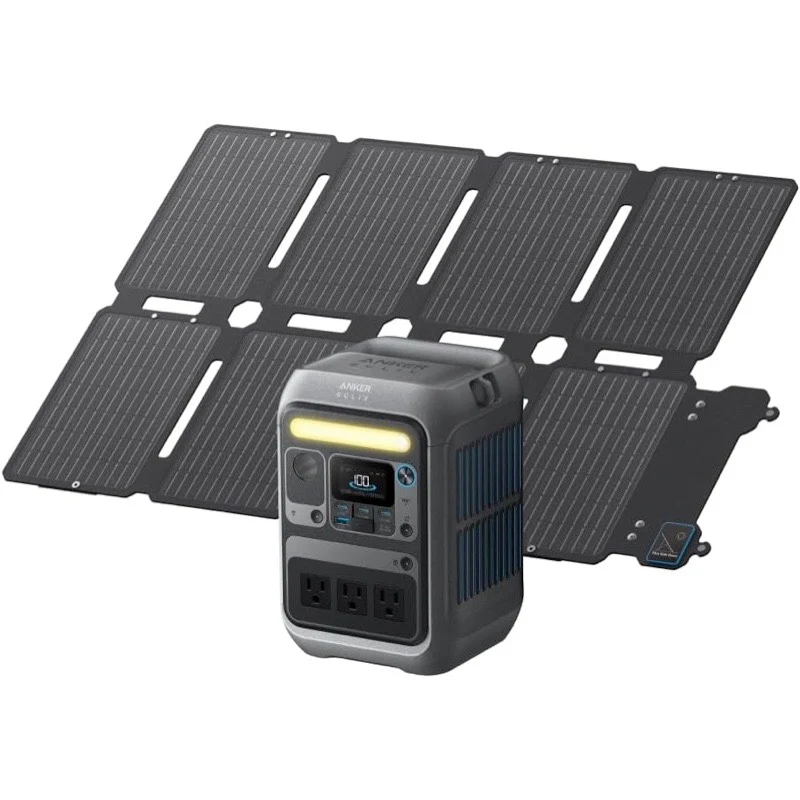 Anker Solix C300 Portable Power Station with Solix PS100 Compact Portable Solar Panel